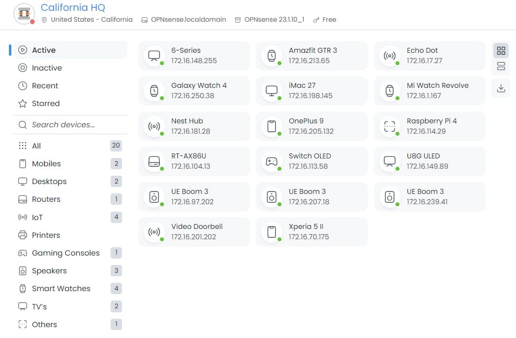 Zenarmor Device Identification Dashboard