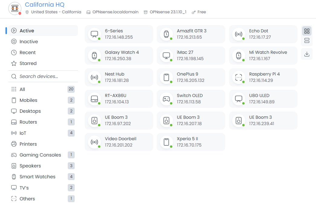 Zenarmor Device Identification Dashboard